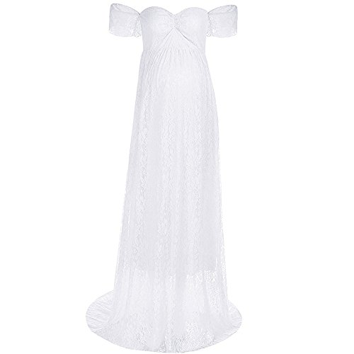 RICWINANN-Womens-Off-Shoulder-Ruffle-Sleeve-Lace-Maternity-Gown-Maxi-Photography-Dress-White-X-Large
