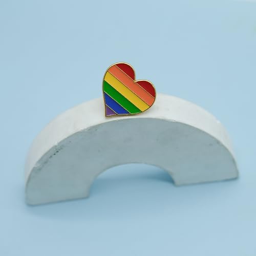 Image of LGBTQ Pins, Heart Rainbow Lapel Pin Brooch Badge for Pride Month Gay, Lesbian, Bi, Trans, Non Flag, LGBTQ+ Accessories for Clothes, Bags and Hats