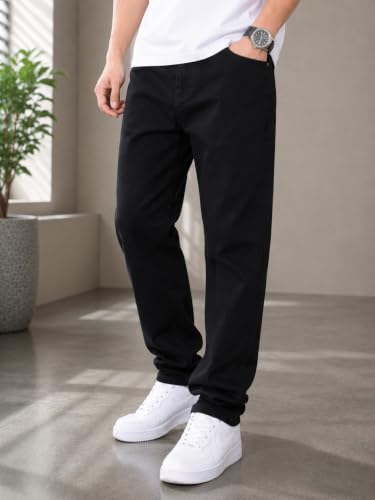 Image of Men's Comfortable Casual Denim Jeans | Men's Solid Straight Fit Jeans | Mid Rise Denim Pants | Regular Fit Stretchable Jeans