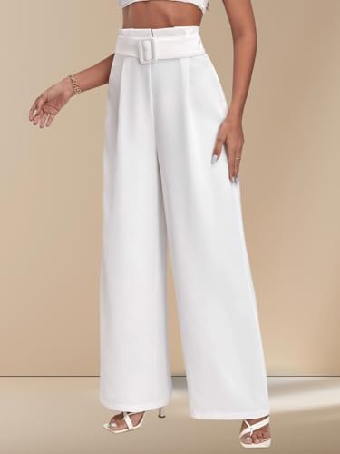 Image of KOTTY Women's High Rise Viscose Rayon Relaxed Fit Korean Trousers