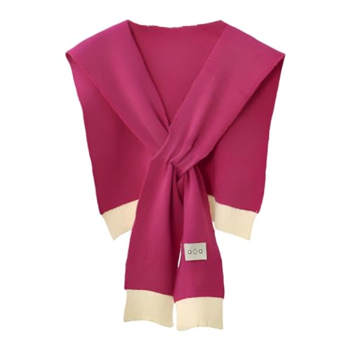 LICHENGTAI Pañuelo para mujer, pañuelo para el cuello, protección para el cuello, capa, capa de color sólido, bufanda para primavera, otoño e invierno, rojo, rosa, M