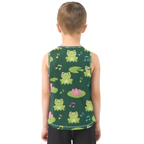 J JOYSAY Music Notes Frog Green Boys Tank Top Sleeveless Muscle Shirts Quick Dry Sport Active Workout Kids T-Shirts 3-15T3