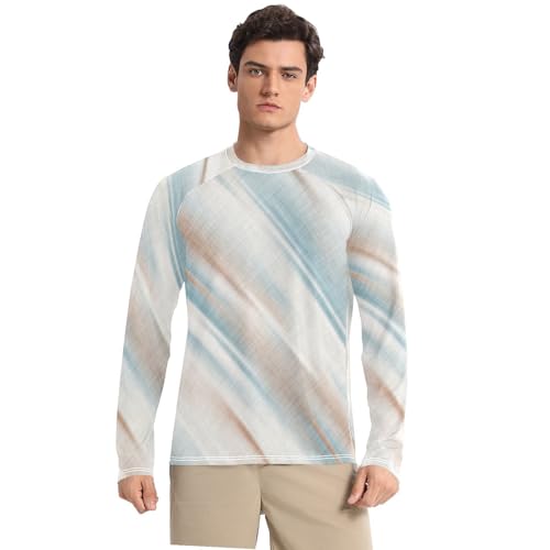 Earth Dye Stripes Long Sleeves UPF 50+ Slim fit Comfort Mens Sun Shirts UV Protection Long Sleeve Summer