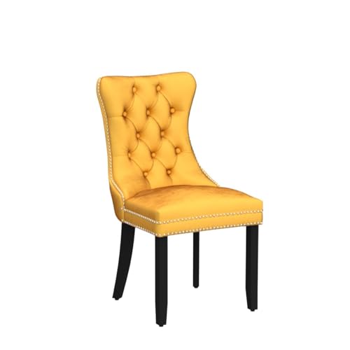 Image of Virabit Velvet Dining Chairs Set of 4, Tufted Upholstered Dining Chairs with Nailhead Back and Ring Pull Trim, Solid Wood Dining Chairs for Kitchen /Bedroom /Dining Room (Gold)