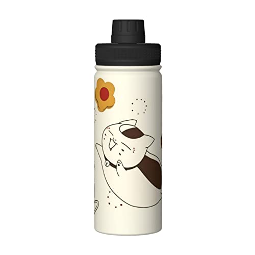 マグボトル 夏目友人帳 ニャンコ先生 猫 水筒 530ml 大容量 真空 断熱 保温 保冷 スポーツボトル 直飲み スクリュー 2重構造 広口 ステンレスボトル 魔法瓶 ハンドル付 おしゃれ 軽量 大人 子供用 山登り 運動 旅行 キャンプ スポーツ アウ