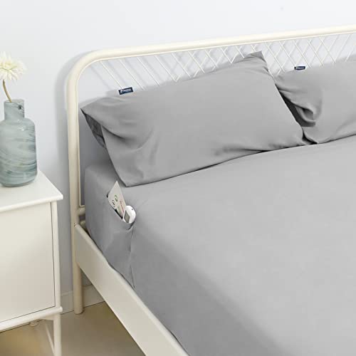 Image of California King Sheet Sets for Air Mattress Extra Deep Pocket, 3Pcs Grey