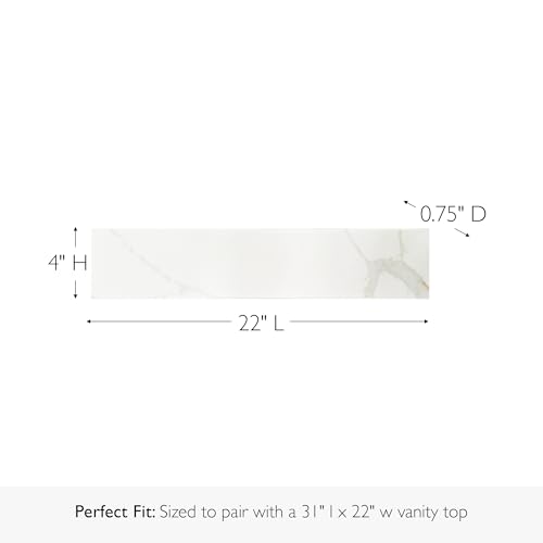 Image of Design House Calesco Calacatta Quartz Vanity Top Side Splash, White with Taupe and Grey Veining, 227918-CC-SS