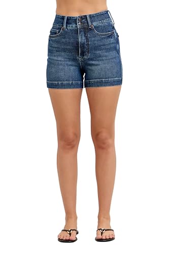 Judy Blue Womens Shorts - High Waisted Slim Short Tummy Control (Small Dark Blue)