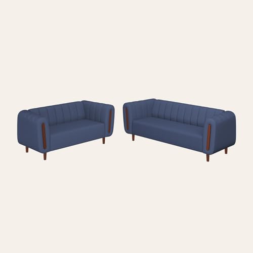 Image of Interio by Godrej Sofa Paramount 5 Seater Fabric Sofa Set (3+2) for Living Room, 1-Year Warranty, Solid Wood, Ocean Blue
