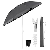 Sekey 160 cm Sonnenschirm Balkon mit Bodenhülse & Schutzhülle, Neigungs und...