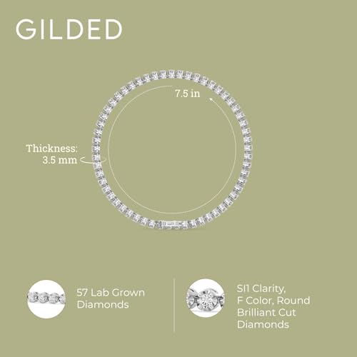 GILDED 2-3 Carat Round Lab Grown Diamond Diamond Tennis Bracelets for Women | Sterling Silver Bracelet | Fine Jewelry for Her | Timeless Design | Gift Box Included4