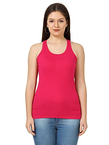 Image of FLEXIMAA Women's Cotton Plain Round Neck Sleeveless T-Shirt