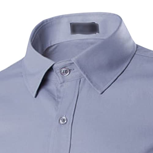 DGHM-JLMY Men's Long Sleeve Solid Color Business Shirt Casual Slim Work Clothes Shirt Formal Button Up Dress Shirt3