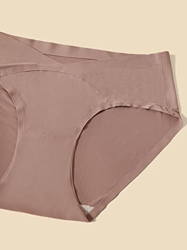 Milumia Women 5 Pieces Maternity Underwear Seamless High Waist Panties Hipsters Multi Brown And Redwood Medium #TOP3