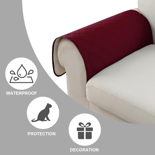 Image of Genina Sofa Armrest Cover, Anti-Slip Armchair Slipcovers for Dogs Cats Pet, Water Resistant Couch Arm Cover for Backrest Recliner Loveseat, L Shaped Sofa, 23.6 x 27.5 Inches(2 Pieces)
