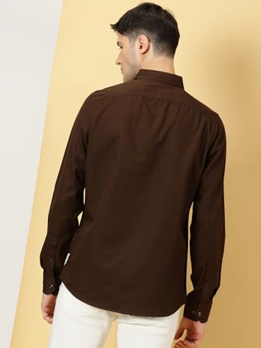 Image of Thomas Scott Men's Cricket Club Collection Classic Regular Fit Twill Shirt | 100% Cotton Long Sleeve Solid Shirt with Button Down Collar (Available in Plus Size)