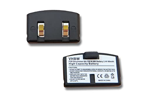 vhbw 2X Ni-MH batería 60mAh (2.4V) para Auriculares Sennheiser Set 250, Set 500, Set 50 TV, Set 2500 por BA-150, BA150, BA-151, BA151.