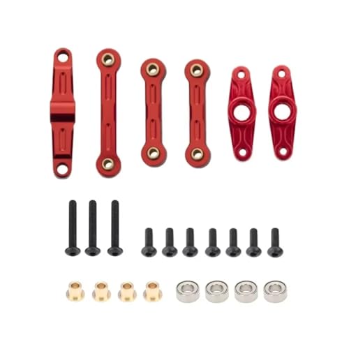 RC�J�[�̕i���� For Tamiya For TT-02 TT-02D 1/10 RC�h���t�g�J�[�p�[�c �A���~�{�[���x�A�����O �N�����N �X�e�A�����O �A�Z���u�� �����N �Z�b�g(Red)