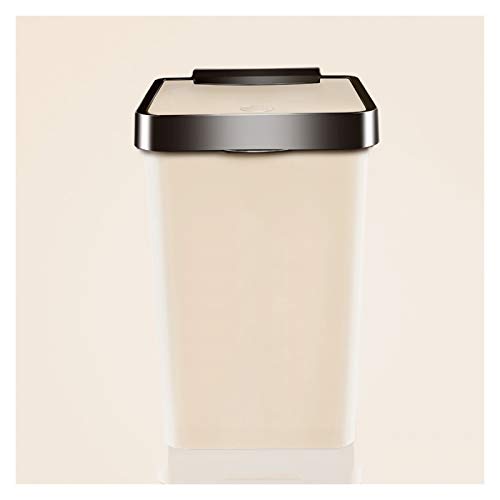 Cubos de Basura Prensa Tipo Bote de Basura con Tapa Domésticos de Cocina Cubo de Basura Moderna Minimalista Sala Baño Dormitorio Bote de Basura con Tapa Bote de Basura (Color : Khaki)