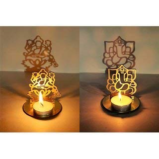 Evisha Ganesha Shadow Diya Light Reflecting Card Board Lord Laxmi Ganesh Tea Light Holder for Diwali Decoration, Hindu Festival Decor, Home Decor, Tea Light Candle Holder, Indian Decorative Item