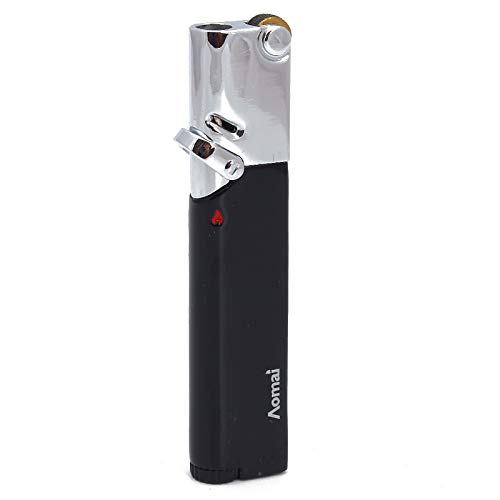 Metal Small Flint Wheel Lockable Jet Flame Lighter Windproof Butane Gas Replace The Flint Cigar Cigarette Lighter- Black Butane NOT Included