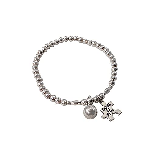 Bracelet perlé pour les femmes duo amoureux avec charms initiaux puzzle