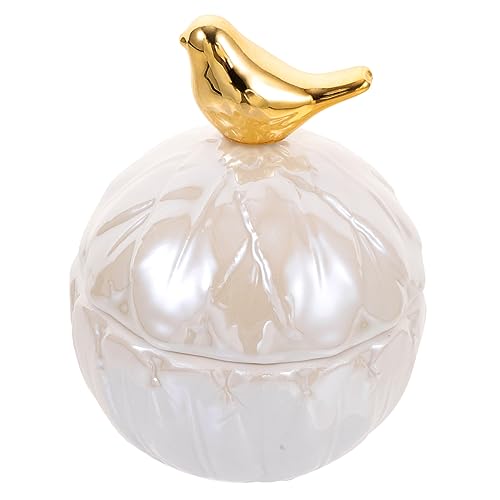 PartyKindom Tarro Cerámico Sellado Pequeño con Diseño de Pájaro Contenedor Decorativo para Joyas y Dulces Almacenamiento Práctico para Hogar y Regalo Elegante