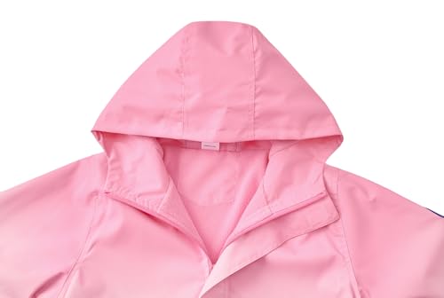 Image of MGEOY Kids Rain Jacket, Waterproof Lightweight Hooded Windbreaker for Boys Girls 4-14Y
