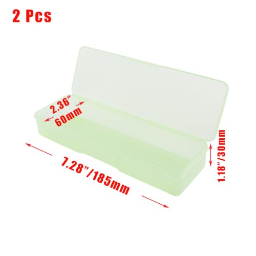 Image of 2PCS Large Capacity Pencil Box Plastic Pencil Case Plastic Stationery Case with Hinged Lid and Snap Rectangle Storage Containers Box for Nail Accessories, Screws(Transparent Green)