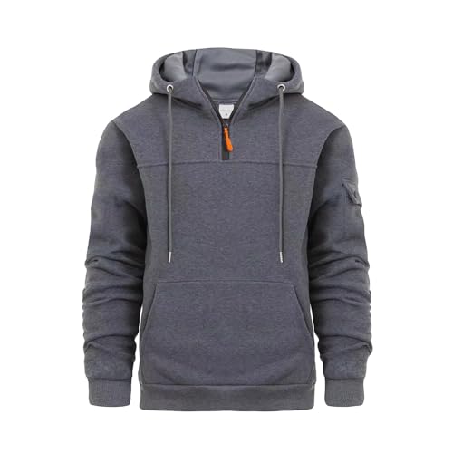 Ymosrh Men's Casual Hoodies, Long Sleeve Athletic Workout Pullover Hoodie Sweatshirts with Pockets, S-3XL