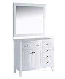 Buy-Rite Denali 42” Salon Vanity Styling Station & 40'x36' Mirror – White Finish, Solid Wood, 3/4' Quartz Countertop, Built-in Tool Holders, 5 Drawers, Cabinet, Preassembled, HMD-V42-WHITE
