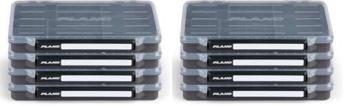 Image of Plano StowAway 3600 50 /50 Split Stow Tackle Box, 8-Pack, Corrosion-Preventive Rustricor, Single Latch Design, Transparent DuraView Lid, Stackable Storage for Fishing Bait, Lures and Gear
