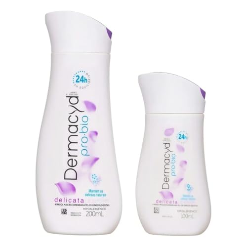 Sabonete Íntimo Dermacyd Delicata Jasmim Kit com Duas Unidades 200ml + 100ml Contra Maus Odores Equilibra o pH, Proteção 24 horas.