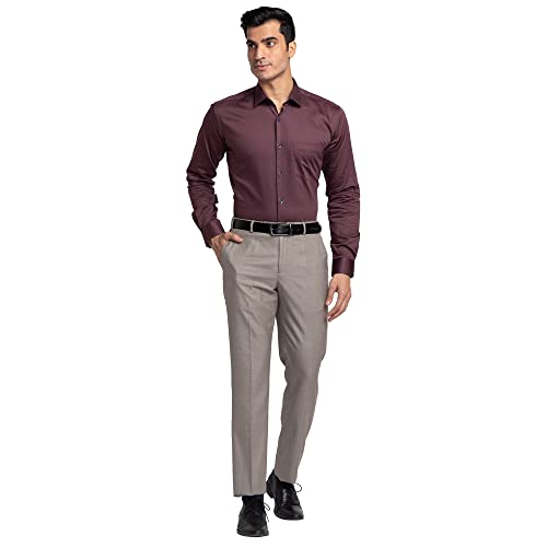 Image of Park Avenue Men's Pure Cotton Structure Pattern Smart Fit Flat Front Formal Trouser