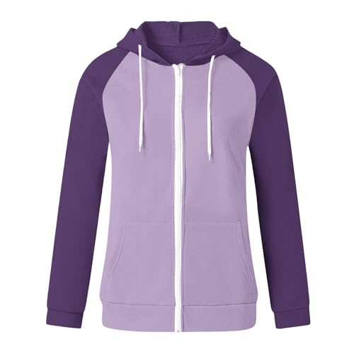 Heevina Zip Up Hoodie Women Color Block Drawstring Pockets Hoodies Sweatshirts Hooded Jackets Zipper Coat Fall Winter3
