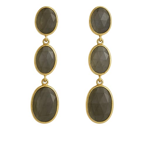 Boucles d'oreilles labradorite en argent plaqué or, votre atout style au quotidien
