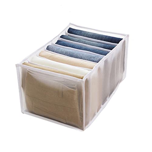 7 Gitter Hosen Aufbewahrungsbox, Jeans Fach Aufbewahrungsbox, Kleidung Aufbewahrungsboxen (White,Large) Cover