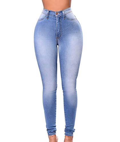 Vaqueros Cintura Alta Mujer - Skinny Jeans Tiro Alto, Tejanos Pantalón Pitillo, Ajustados, Denim Fit Talle Alto, Tallas Grandes Elásticos Azul M