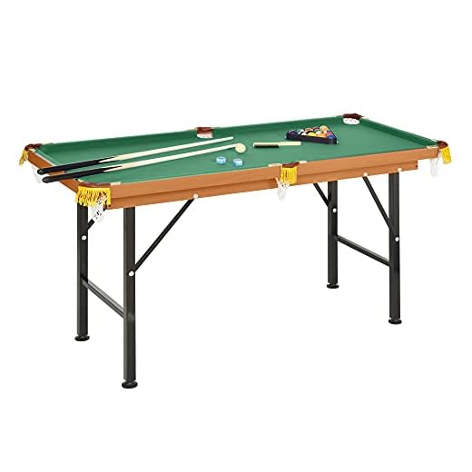 HOMCOM 55'' Portable Folding Billiards Table Game Pool Table for Kids Adults with Cues, Ball, Rack, Brush, Chalk