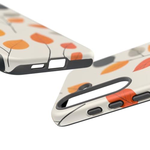Coque Samsung S25 Plus haut de gamme mate rigide orange feuilles