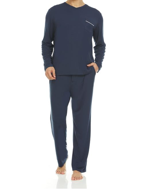 V-Neck Pullover Pajamas for Men - Ultra Soft Micromodal Pajamas men Comfy Sleepware - Luxury Cooling mens pajamas set