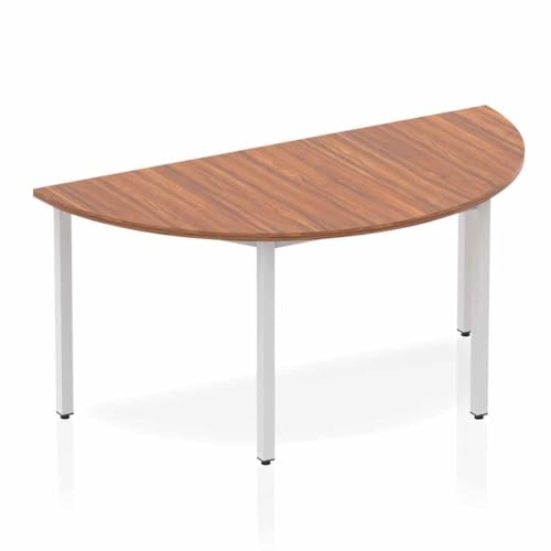 Image of Dynamic Office Solutions OPO Impulse Freestanding 1600mm Semi-Circle Table Box Frame Leg | Sturdy Build Weather & Heat Resistant Melamine Finish Meeting Table Walnut 1600