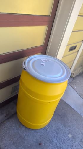 Image of 55-Gallon Open Head Water Storage Barrel, BPA Free, Emergency Water Supply - Eco Friendly - Lever-Lock Lid - Made in USA (Yellow)