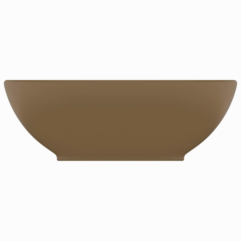 vidaXL Lavandino Lusso Lavello per Bagno Lavabo per Toilette Sanitari Prodotti per Bagno Vaschetta Ovale Crema Opaco 40x33 cm in Ceramica