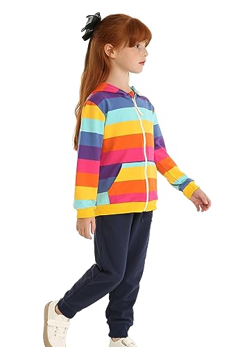 Mud Kingdom Boy Zip Up Hoodie Sweatshirt with Hood Rainbow Patchwork4