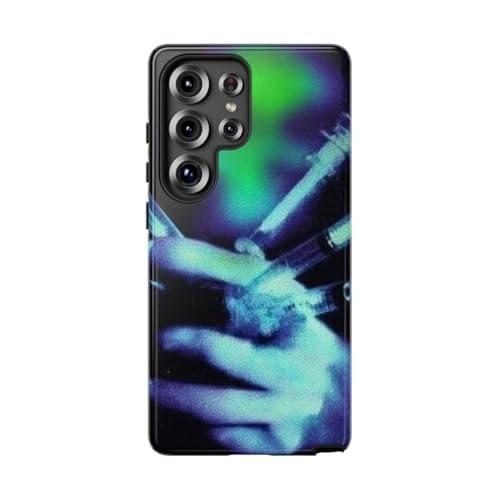 Seringues lumineuses pour coque Galaxy S25 Ultra bleu brillant rigide