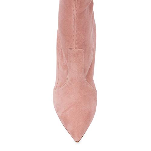 FSJ Women Sexy Thigh High Tall Boots Over The Knee Boots Pointed Toe High Stiletto Heels Faux Suede Stretch Party Club Ladies Fall Winter Shoes Size 4-15 US2