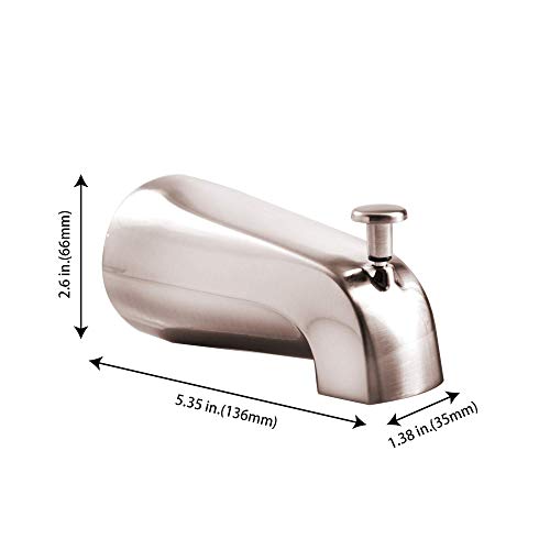 SENTO Nickel Universal Bathroom Tub Spout with Diverter, Heavy Duty Durable Metal Bathtub Faucet with Shower Diverter - 4 Inches 1/2\" IPS Inside Thread, Satin Nickel - Thumbnail 5
