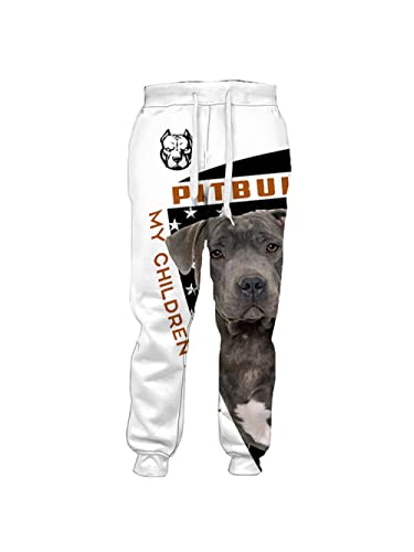 Jogginhose Herren, Herren-Jogginghose Neuheit Einfache Pitbull-Hundedruck-Trainingshose Mit Kordelzugtaschen Lässige, Atmungsaktive Lounge-Kleidung Für Indoor-Outdoor-Lauftraining,XXL Cover