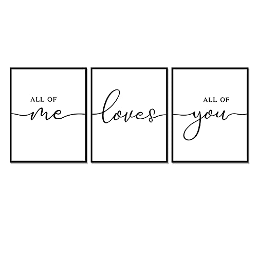 Set of 3 Prints, All of Me Loves All of You, Above Bed Decor, Aesthetic Wall Art, Couple Poster, Over the Bed Wall Art, Anniversary Gifts, Love Print, UNFRAMED 11x14inch